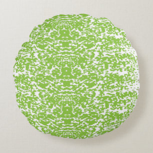 Almofada Redonda Padrão Verde Lima Grunge - Decoração Abstrata de V