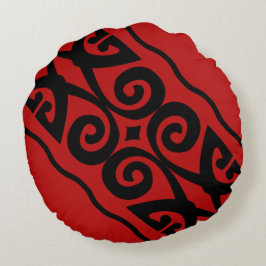 Almofada Redonda Padrão Vermelho E Preto Moderno