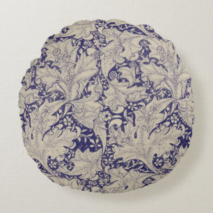 Almofada Redonda Padrão Wallflower Azul Antigo de William Morris