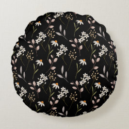 Almofada Redonda Padrão WildFlower de Watercolor
