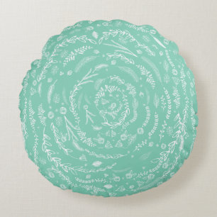Almofada Redonda Padrões de granizo Floral da MINT reversível para