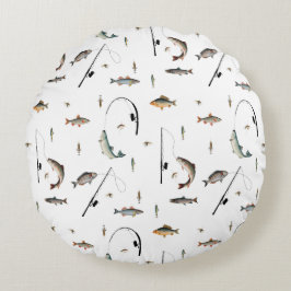 Almofada Redonda Padrões do Tema Peixe de Arco e Enguia