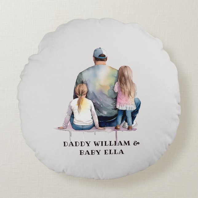 Almofada Redonda Pai e filhas personalizadas (9) (Frente)