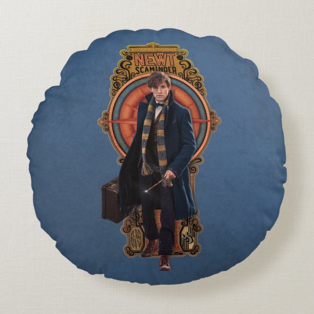 Almofada Redonda Painel NEWT SCAMANDER™ Walking Art Nouveau (Frente)