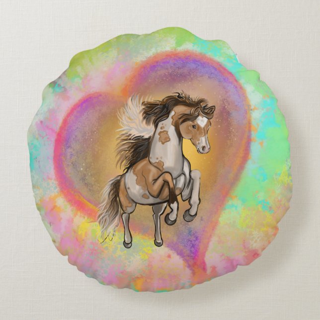 Almofada Redonda Paint Horse Love (Verso)