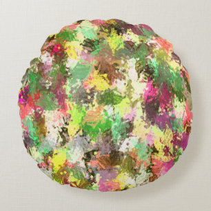 Almofada Redonda Paint Splatter Autumn Color deixa Abstrato