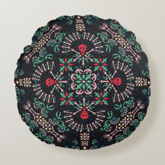 Almofada Redonda paisley, crânios e ossos Bandana Impressão, fa