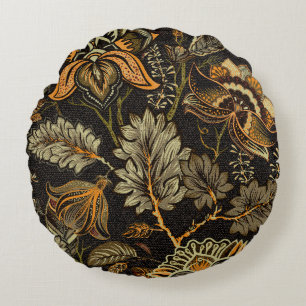 Almofada Redonda Paisley floral indiano, padrão étnico uniforme.