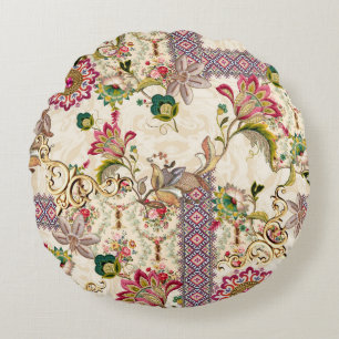 Almofada Redonda Paisley Ploral de Mughal Étnica