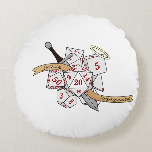 Almofada Redonda Paladin Dice Design (Frente)