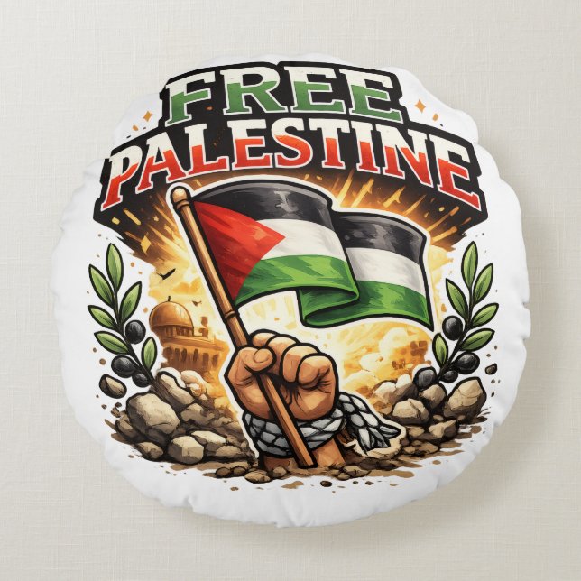 Almofada Redonda Palestina Livre (Frente)