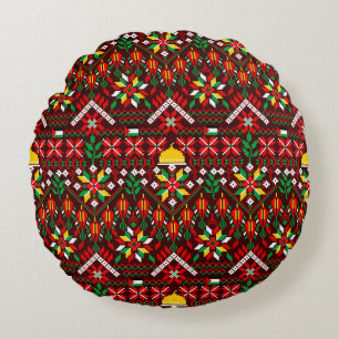 Almofada Redonda Palestina Tatreez Embroderia Tradicional