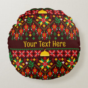 Almofada Redonda Palestina Tatreez Embroderia Tradicional