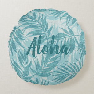 Almofada Redonda Palmeiras Areca Havaiano Tropical Vintage Aloha