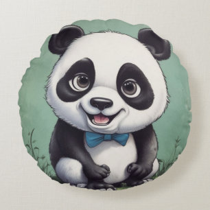 Almofada Redonda Panda Cartoon Drawing Art