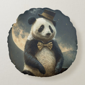 Almofada Redonda Panda da Lua Vintage