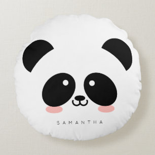Almofada Redonda Panda Kawaii Adicione Seu Nome