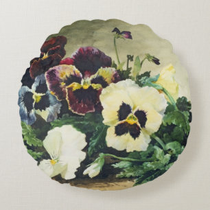 Almofada Redonda Pansies do inverno, 1884