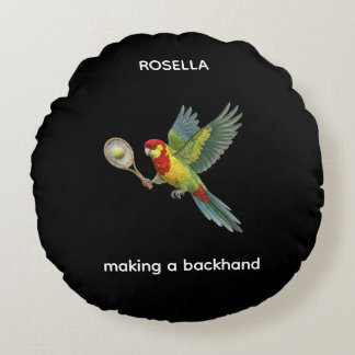 Almofada Redonda Papagaio Rosella Jogando Tênis