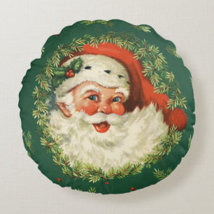 Almofada Redonda Papai noel alegre do vintage retro encantador do
