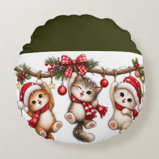Almofada Redonda Papai Noel Bonito Design de Natal Festivo