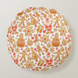 Almofada Redonda Papais noeis e Biscoitos de Natal com Gingerpão de