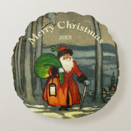 Almofada Redonda Papais noeis natais vintages