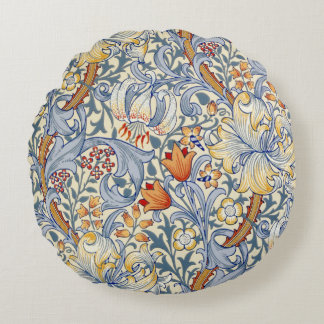 Almofada Redonda Papel de parede Vitoriano Gold Lily de William Mor