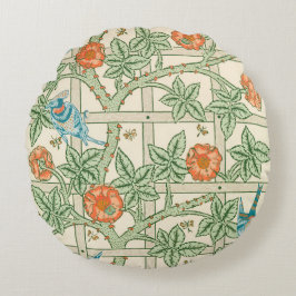 Almofada Redonda Papel de Parede Vitoriano Treliça William Morris