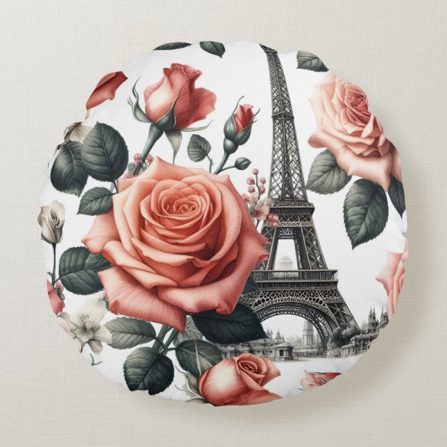 Almofada Redonda paris roses (Frente)