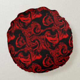 Almofada Redonda Partes da espiral vermelha muito manchadas sobre f