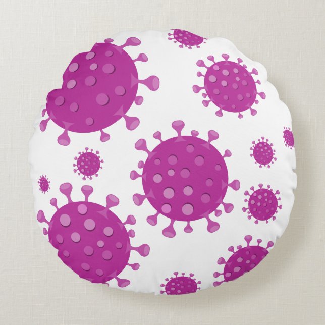 Almofada Redonda Partícula Viral Roxa (Frente)