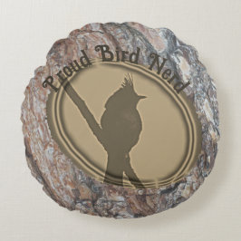 Almofada Redonda Pássaro Nerd Silhouette Rustic Abstrato Birder