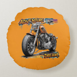 Almofada Redonda Passeio dos Sonhos de Aventura – Moto Chopper Vint