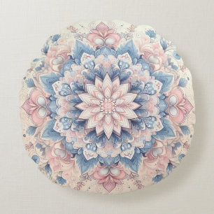 Almofada Redonda Pastel Arabesque Mandala Art