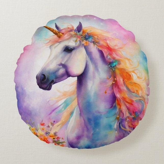 Almofada Redonda Pastel Color Unicorn (Frente)