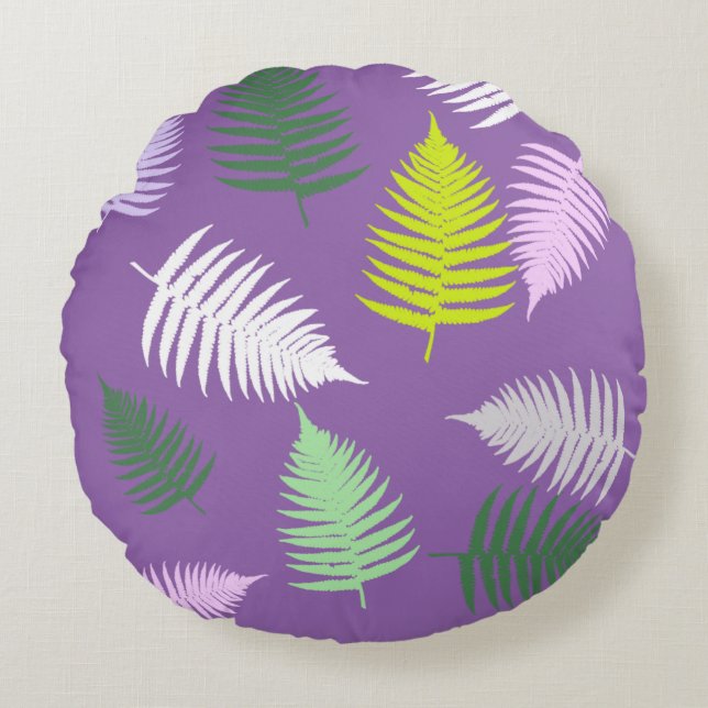 Almofada Redonda Pastel Colors Lucky Fern (Frente)