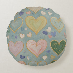 Almofada Redonda Pastel Heart Tapeçaria