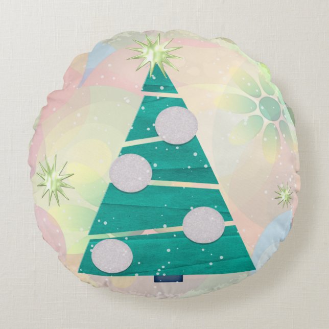 Almofada Redonda Pastel Natal HOLIDAY (Frente)