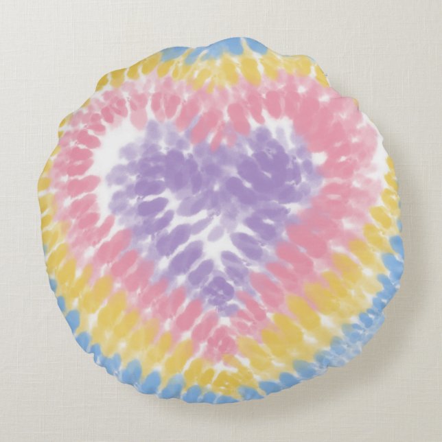Almofada Redonda Pastel Tie Dye Heart (Verso)