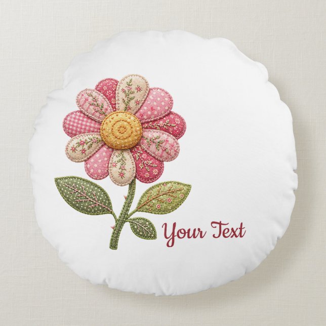 Almofada Redonda Patchwork Blume im Landhausstil (Frente)