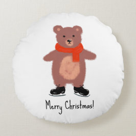 Almofada Redonda Patinação de ursos engraçada