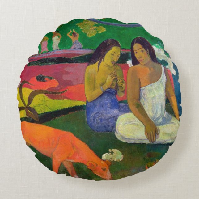 Almofada Redonda Paul Gauguin | Arearea (o cão vermelho), 1892 (Frente)