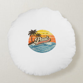 Almofada Redonda Paul Retro Sunset Name Design