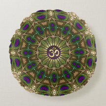 Pavão Mandala Boêmio OM Yoga Design Circular #16