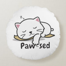Paw-sed Cat Throw Pillow – Soft & Snuggly Nap Deco