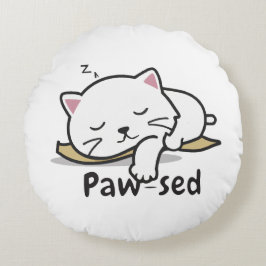 Almofada Redonda Paw-sed Cat Throw Pillow – Soft & Snuggly Nap Deco