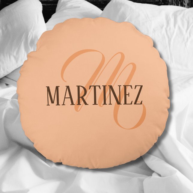 Almofada Redonda Peach Fuzz Elegante Personalizado Nome (Criador carregado)