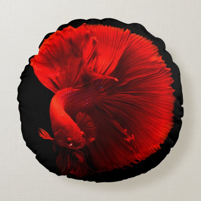 Almofada Redonda Peixe-Alvo Vermelho (Frente)