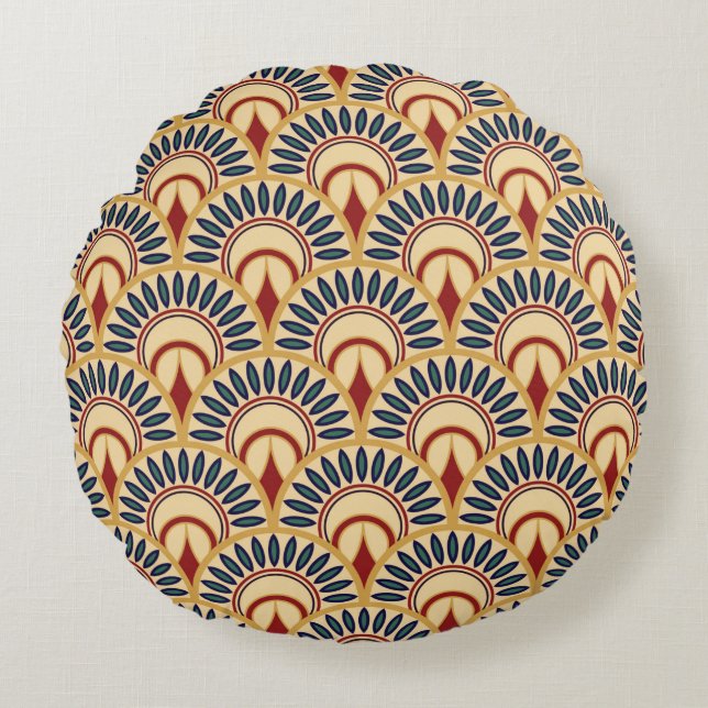Almofada Redonda Peixe-Motif Egípcio Espalha-Se Sem-Padrões (Frente)